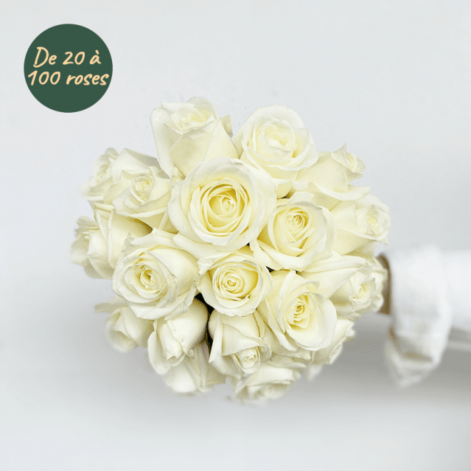 Bouquet de roses blanches sur mesure