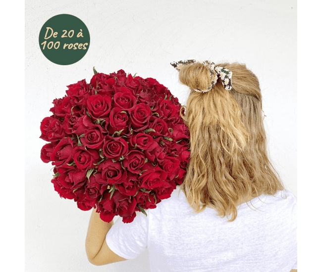 Bouquet de roses rouges sur mesure - de 20 à 100 unités