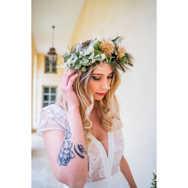 Couronne de fleurs séchées / Accessoires pour cheveux de mariée