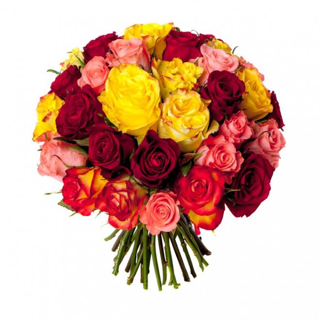 Bouquet De 40 Roses Variees Pour Feter Un Anniversaire